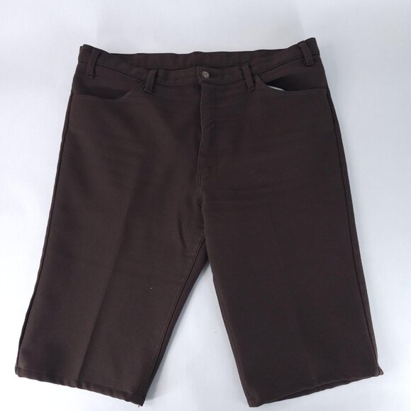 Levis Shorts Mens 40 Brown Made USA Polyester Dacron Flat Front Casual 90s - Picture 1 of 11